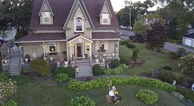 Overhead view of a heritage-style home