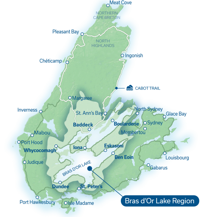 Illustrated map of Bras d_Or Lake
