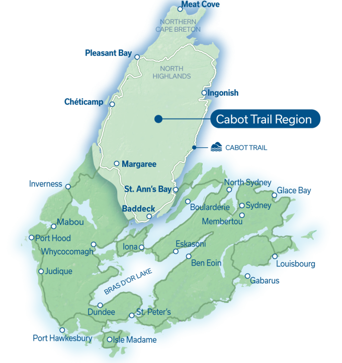 Illustrated map of Cabot Trail Region