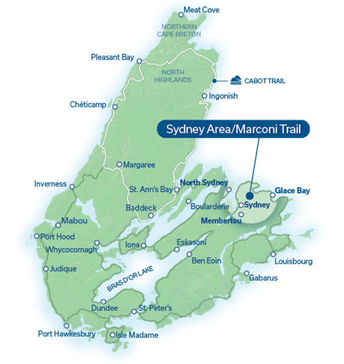 Illustrated map of Sydney Area - Marconi Trail